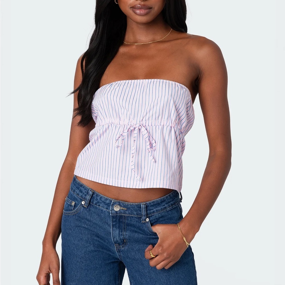 Edikted Augusta pinstripe strapless top